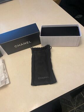 CHANEL Black & White Gift Box and Drawstring Pouch Set